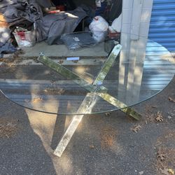 55in Glass Dining Table With Mirror Base