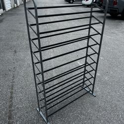 Metal 10 Tier Shoe Rack Closet Organizer Shelf! Great condition! 35x14x60in 