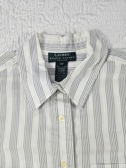 Lauren Ralph Lauren Striped Shirt Sz 10P 100% Cotton Preppy Ivy League Academia