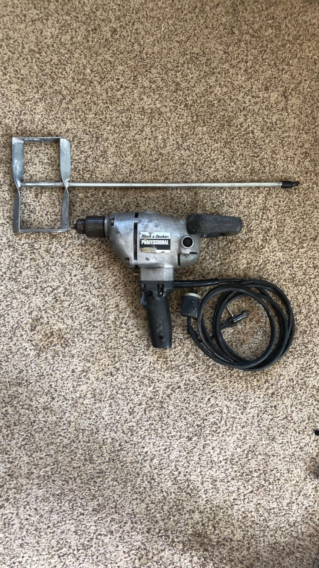 Black & Decker D Handle 1/2” Chuck, High Torque, Low Speed, Drill Motor & Mixing Paddle