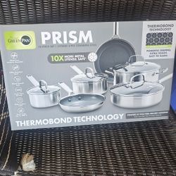 GreenPan Prism 10pc Hybrid Stainless Steel and Ceramic Nonstick Cookware Set