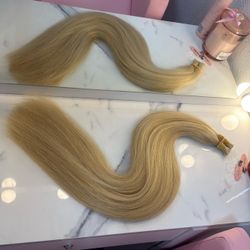 30 Inch 100g Blonde Human Hair Extensions #613 Extra Long Bulk Hair