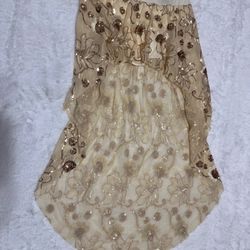New 1x gold sequin beaded high low skirt festival rave boho outfit Sample from I heart raves