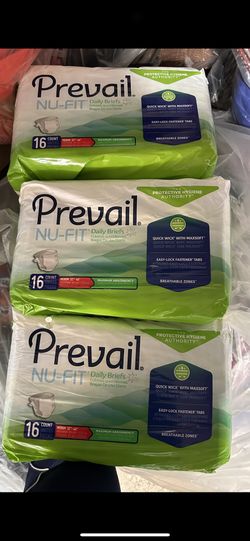 Prevail Nu-Fit Adult Daily Briefs, Get 3 Packs Maximum Absorbency Sz M 