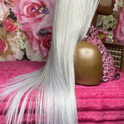 28” 100% Human Hair Silver 180% Density $250