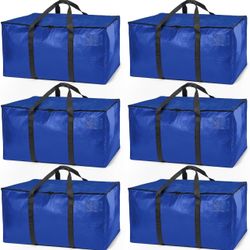 ClearSpace Heavy Duty Moving Bags or Storage Bag – Large Moving Boxes with Backpack Straps, Zippers & Handles – 6 Pack 