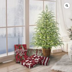 BRAND NEW - 4' My Texas House Pre-Lit Green Cypress Artificial Christmas Potted Tree with 100 Warm White Twinkle LED Lights