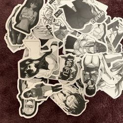 30 Black/white Anime Skateboard Stickers 