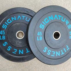 Signature Fitness 45lb 2" Olympic Blue Letter Bumper Plate Weights