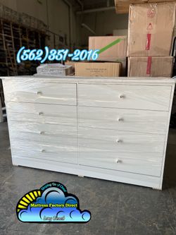 White wide 8 drawer wooden dresser Fully assembled Tocador