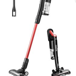 EUREKA Cordless Vacuum Cleaner, Hight Efficiency for All Carpet and Hardwood Floor LED Headlights, Convenient Stick and Handheld Vac, Basic Red