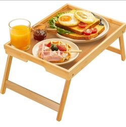 Bamboo Bed Tray Table with Folding Legs