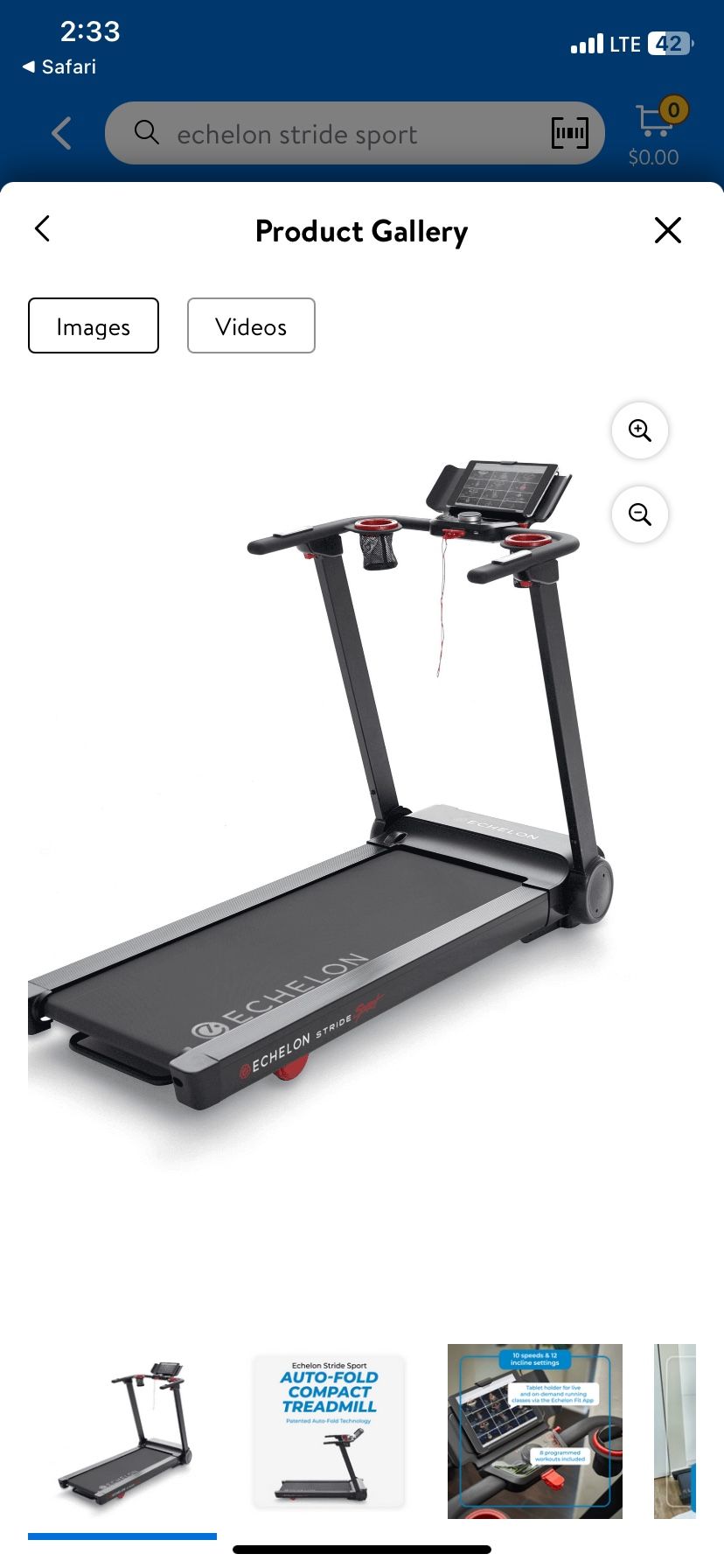 Echelon Stride Sport Auto-Fold Compact Treadmill with 12 Levels of Incline + 30-Day Free Membership
