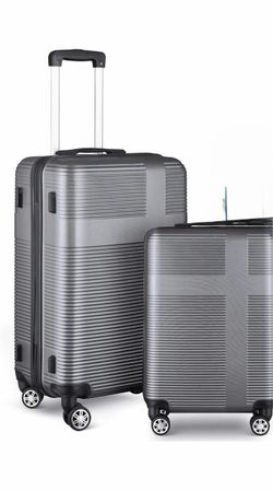 Piece 2Luggage Set With TSA Lock, Durable Lightweight Cross Stripe Suitcase Hardshell Luggage Set With Hooks And 360 Degree Spinner Wheels (24in/28in)