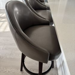 Leather and Wood Bar Chairs/Stools