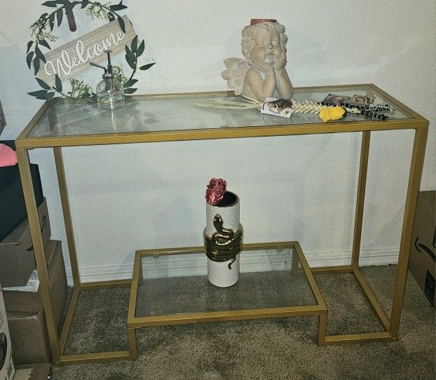 Gold/ Glass Console Table