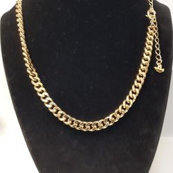 18k Gold Plated Necklace Cuban Curb Chain 6mm x 17" Unisex. 