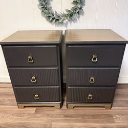 Beautifully refinished black nightstands/bamboo drawers/real wood