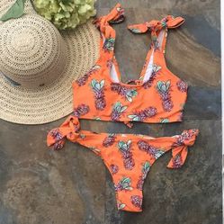 Bikini orange floral swimsuit Bathingsuit