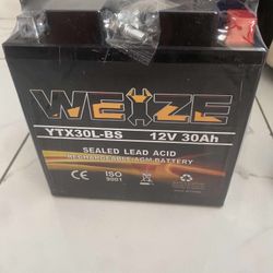 WEIZE YTX30L-BS Motorcycle Lead Acid Battery  700A 12V 10AH ATV Mower