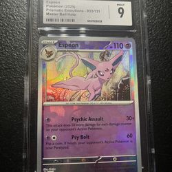 CGC 9 Espeon Master Ball Pattern 033/131 Prismatic Evolutions Holo Pokemon