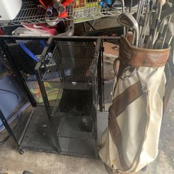 Golf Bag Rack And Clubs