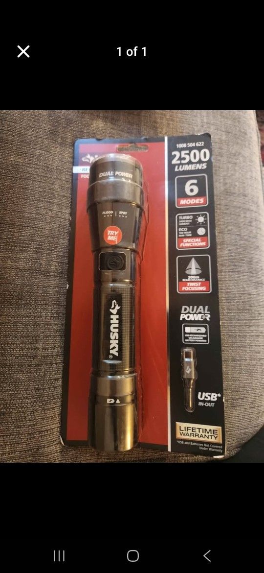 HUSKY 2500 LUMENS FLASH LIGHT DUAL CHARGE