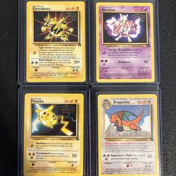 Vintage Pokemon: The First Movie Promo Cards Lot (NM): Electabuzz, Mewtwo, Pikachu, & Dragonite