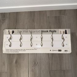 NEW- 2 pack Wall Mounted Hook Rails