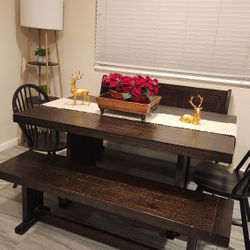 Dining Table With Chairs & Benches 
