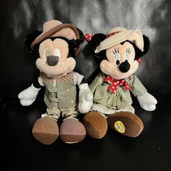 New Disneyland Hong Kong Minnie & Mickey Mouse plush safari explorer limited stu