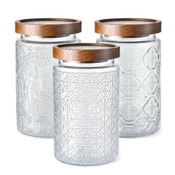 Adodeen Glass Storage Jars With Lids, 32oz, Set Of 3