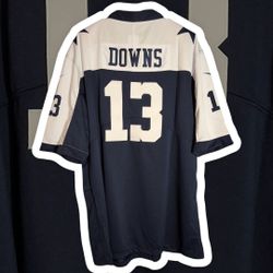 Nike Dallas Cowboys Caleb Downs (#13) White and Navy Blue throwback coloway Game Jersey