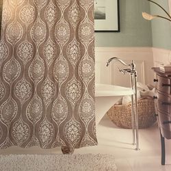 Silver/Gray Shower Curtain With Hooks