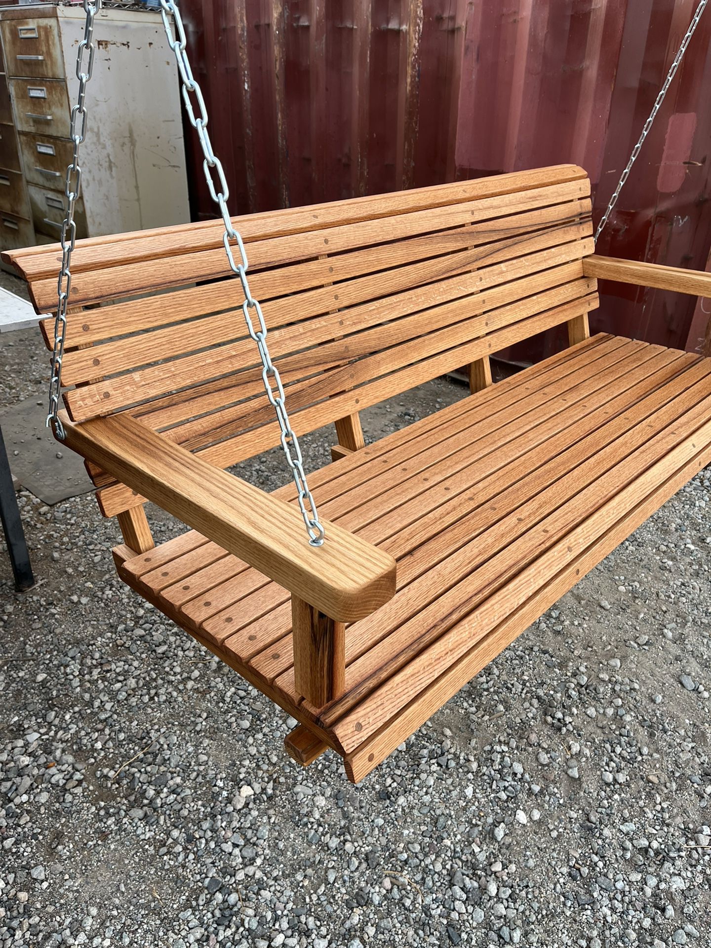RUSTIC RED OAK PORCH SWINGS 60” Wide, Oil Finish, With Chain   $400