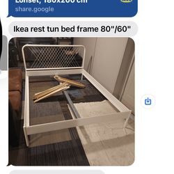 NESTTUN Bed frame, white/Lönset, 180x200 cm ikea