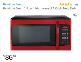 Hamilton Beach 1.1 cu ft Microwave (1.1 Cubic Feet, Red