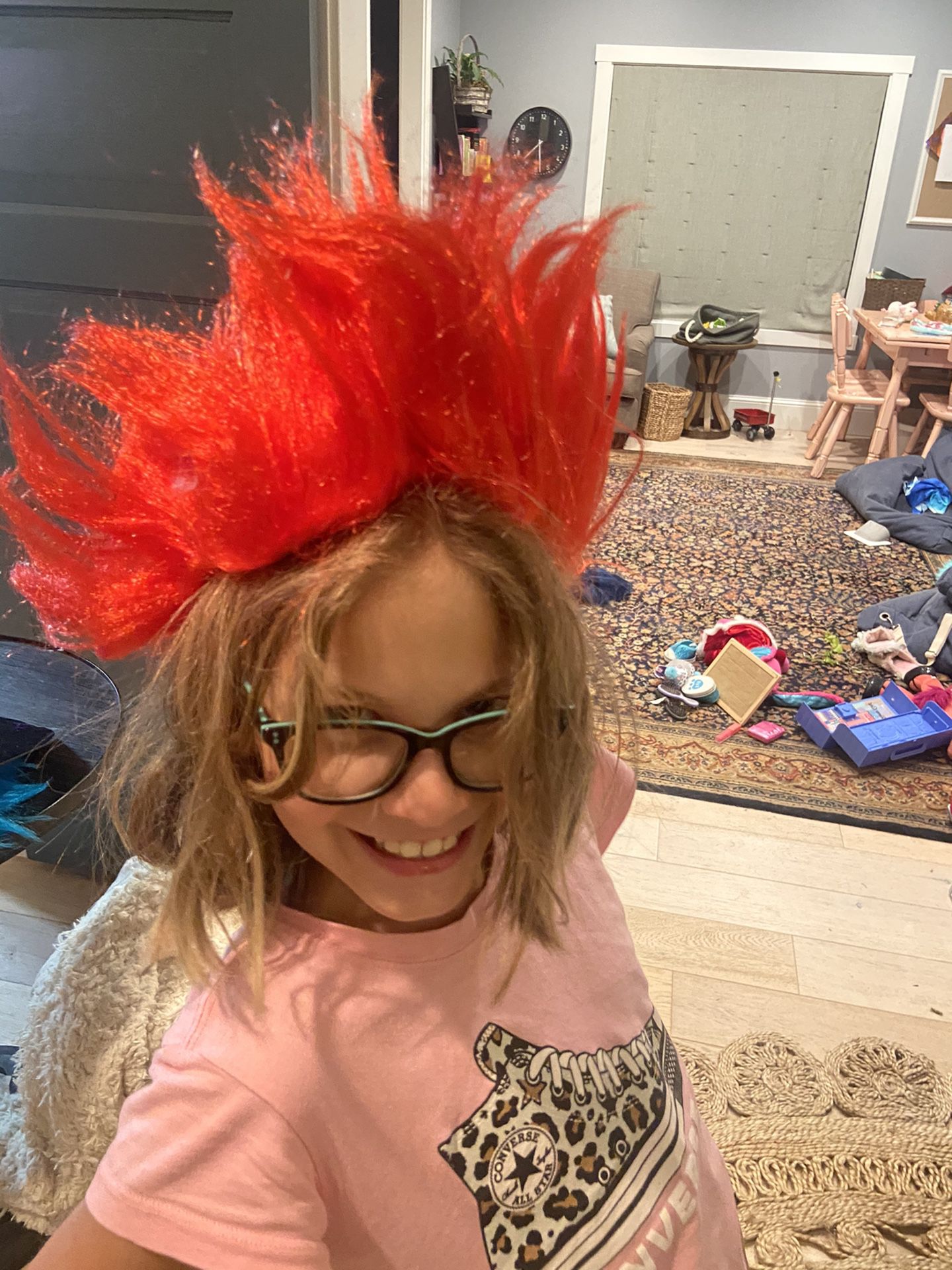 Red trolls child wig
