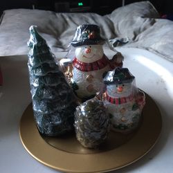 5 Piece Snowman Candle Set -New In Box $10 OBO