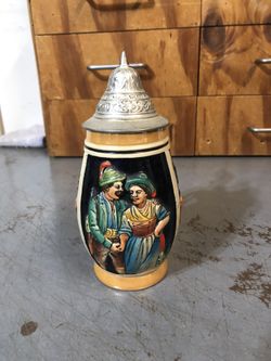 Vintage DBGM West German Collectible Lidded Stein, $12