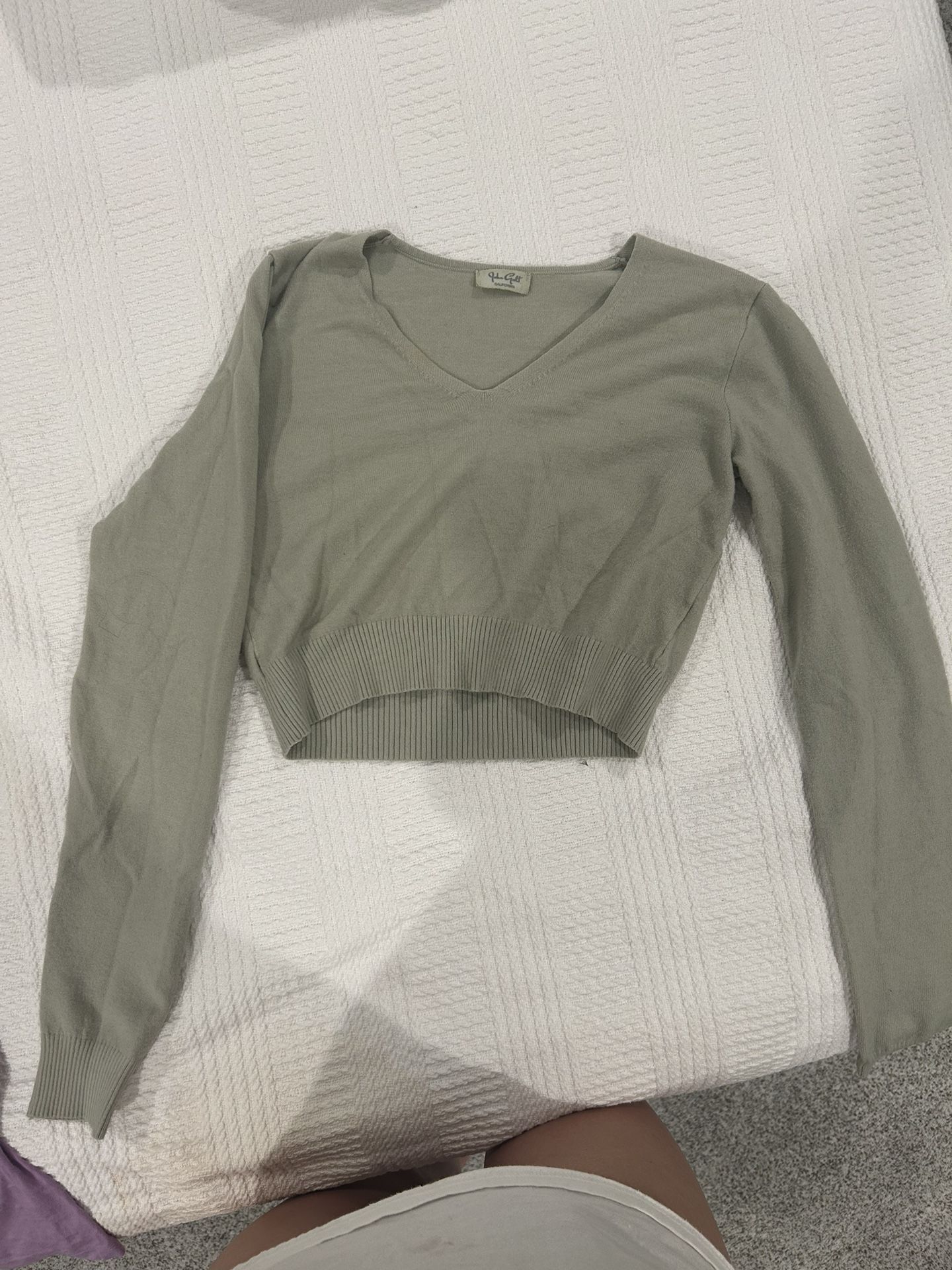 Sage Green Sweater Crop Top