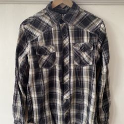 Reclaim Standard Plaid Long Sleeve Button Down size Medium