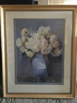 Flower pot picture gold frame