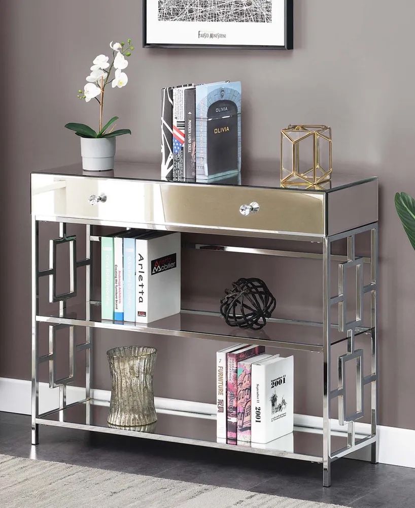 Town Square 1 Drawer Mirrored Console Table - Silver