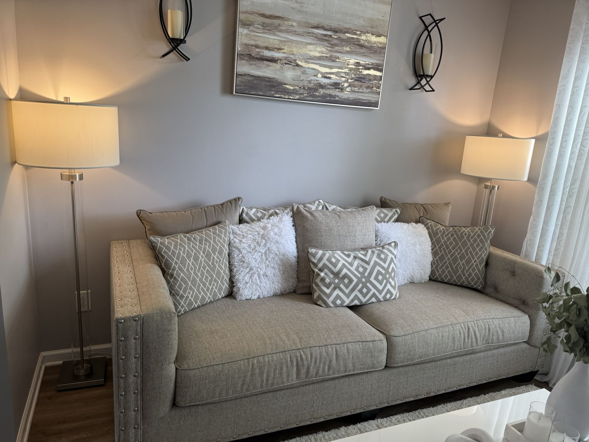 Beige Deep-Seat Sofa – Comfortable & Stylish
