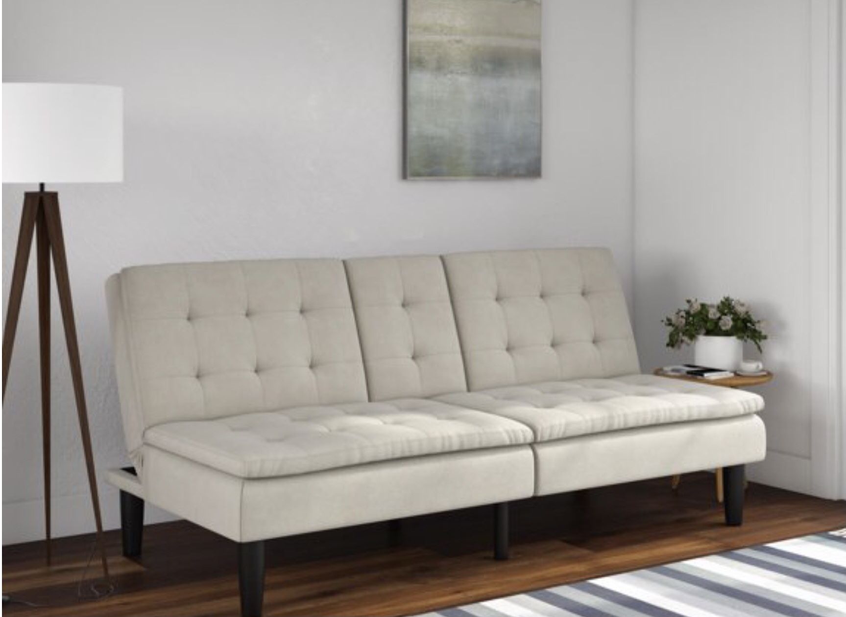 MAINSTAYS NEW MENORY FOAM PILLOW TOP FUTON WITH CUP HOLDER!!! SILVER LIGHT GRAY!!!