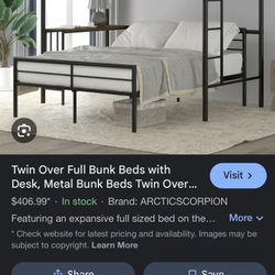Full/Twin Bunk Beds W/ Desk