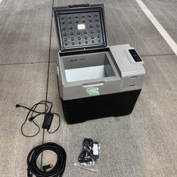 ACOTOP Portable Refrigerator With Rechargeable Battery, Rolls On Wheels, 8+ Hours Battery Run Time