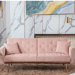 Pink and Gold Futon Couch