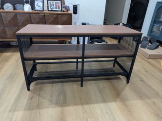 Shoe rack - Black metal and Walnut wood